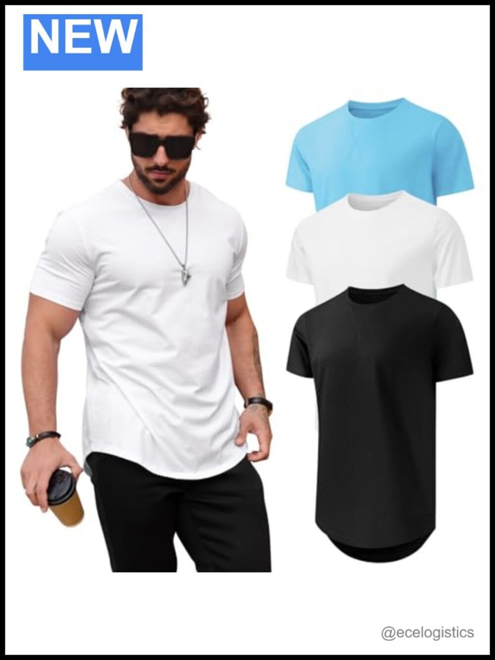 3 Pack Hipster Longline Crewneck Tees